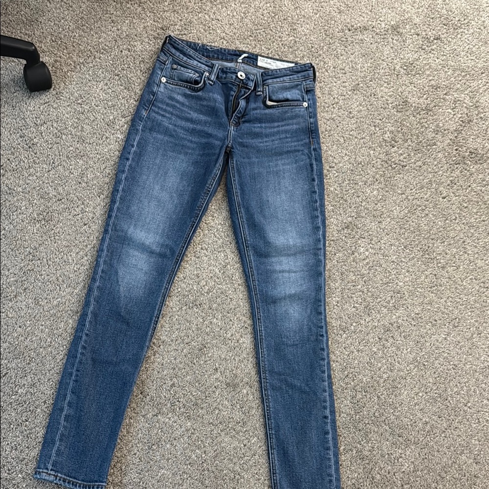 Rag & Bone Blue Skinny Jeans with Distressed Details